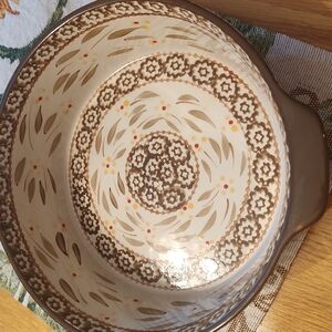 Decorative Brown and Cream Ceramic Bowl